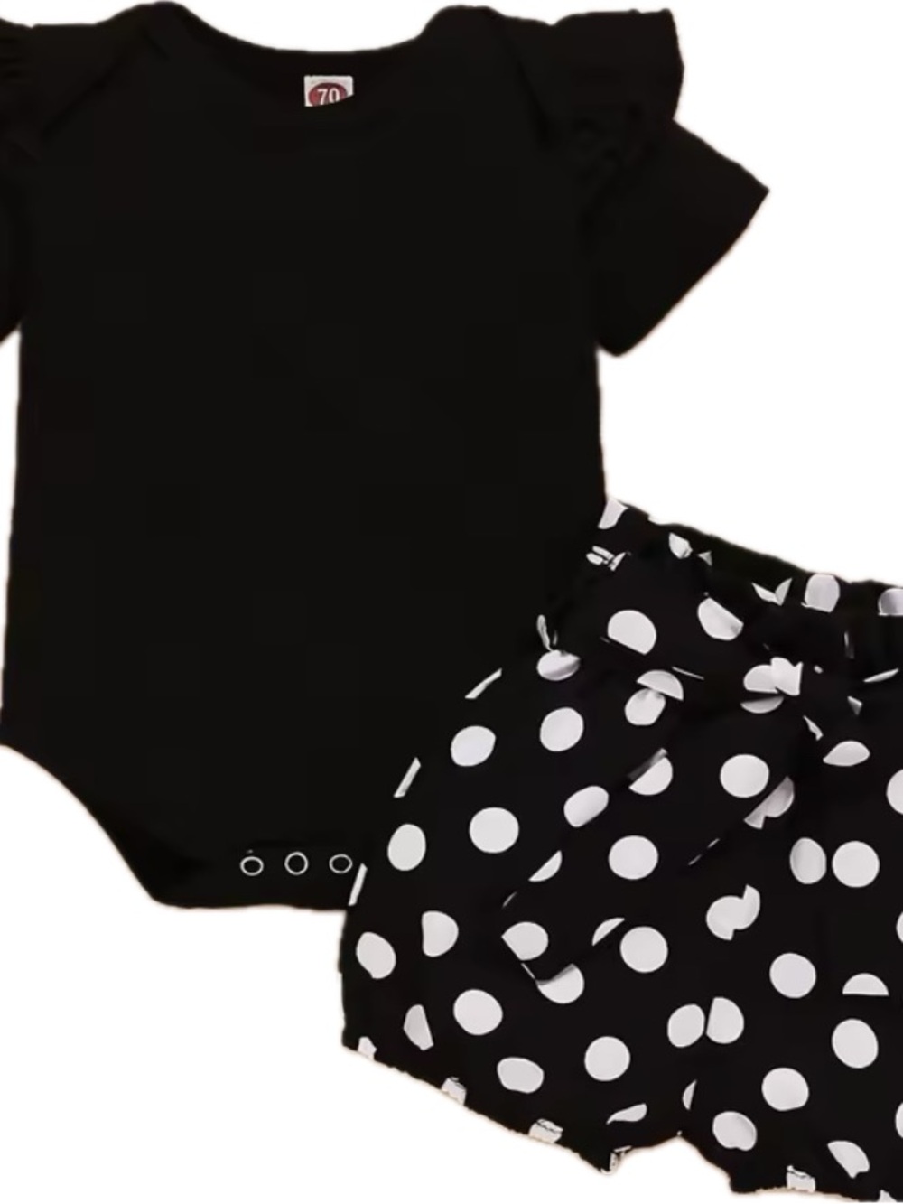 New baby girl’s Black Polka Dot Romper & Shorts Set 0-3 months